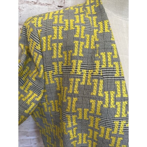 Kasper Open Front Blazer Jacket Size 10 Black Yellow Houndstooth Plaid NEW - Picture 5 of 11
